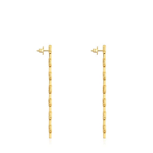 Pendientes logo largos con baño de oro 18 kt sobre plata 30 mm TOUS MANIFESTO