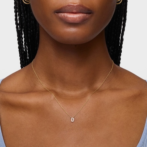 Short gold letter D Necklace with 0.05 ct diamonds Alphabet