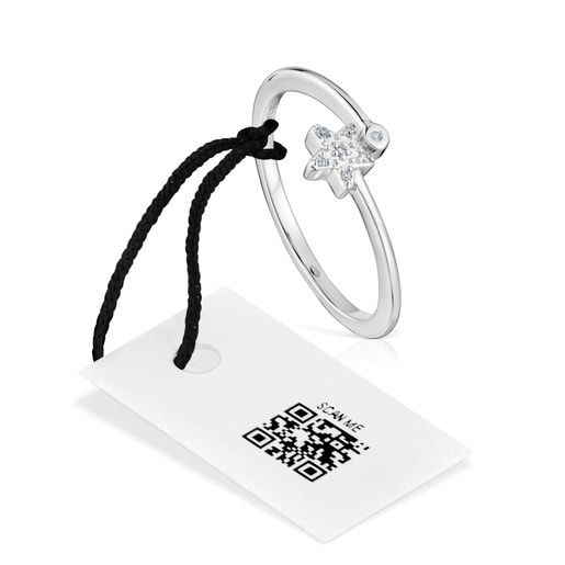 Small white-gold star Ring with diamonds TOUS Grain