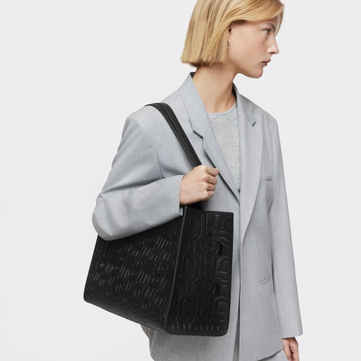 ブラックのラージ Amaya ショッピングバッグ TOUS MANIFESTO CUT