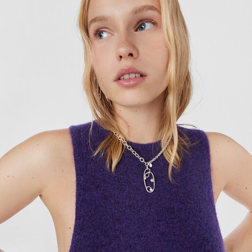 قلادة Tsuri من الفضة مع لالئ مستنبتة