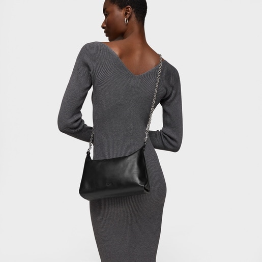 Mini bandolera de piel negra TOUS Hold