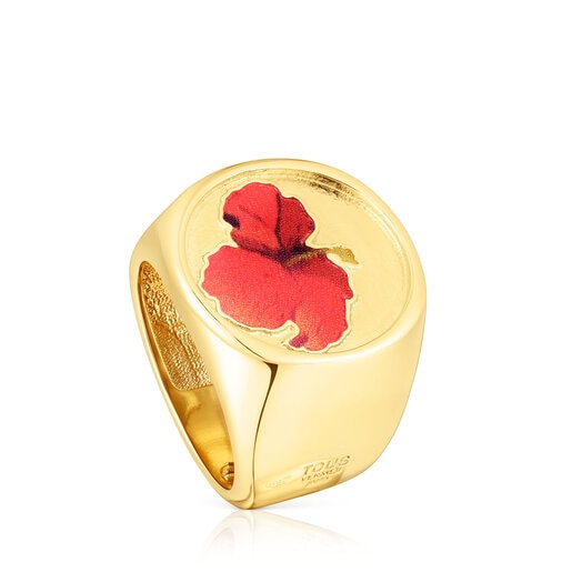 TOUS Silver vermeil Maga Signet ring with flower | Westland Mall