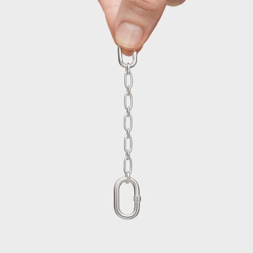 Silver chain Pendant with ring Hold Oval