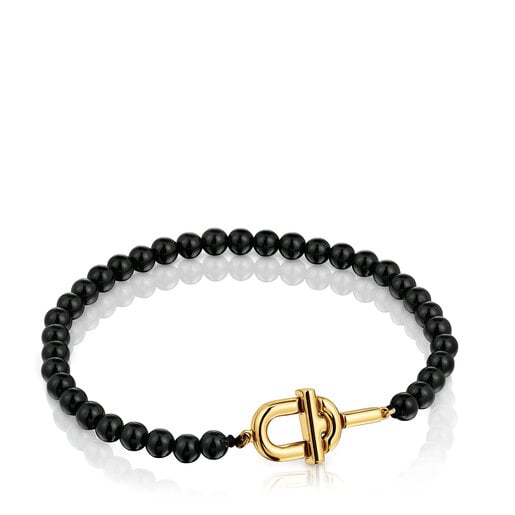 Bracelet with 18kt gold plating over silver and onyx TOUS MANIFESTO