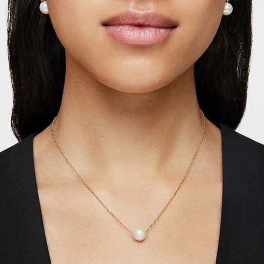 Silver Vermeil Gloss Necklace with Pearl