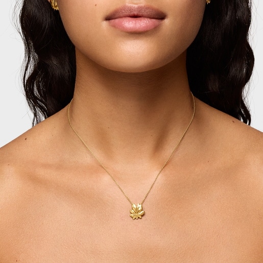 Short 18kt gold plating over silver Necklace with motif Yagrumo