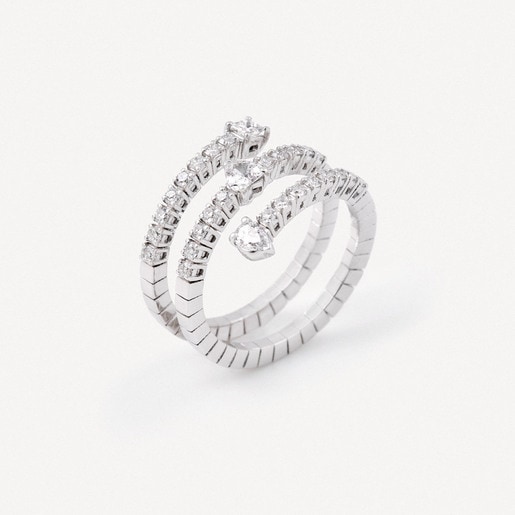 Anel triplo espiral em ouro branco com diamantes TOUS ATELIER