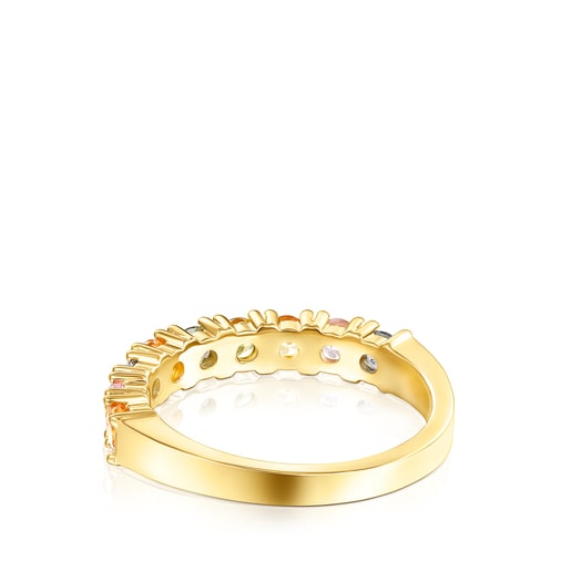 Обручальное кольцо Glaring из вермеля с разноцветными сапфирами