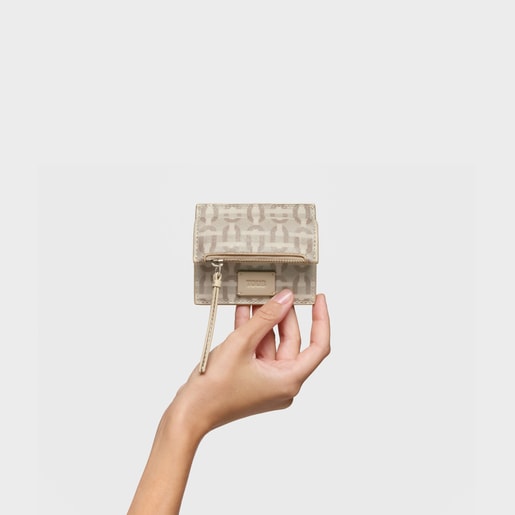 حامل بطاقات وكيس نقود مزدوج الاستخدام باللون الرملي من التشكيلة TOUS Manifesto