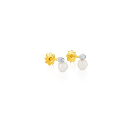 White Gold TOUS Diamonds Earrings with pearls