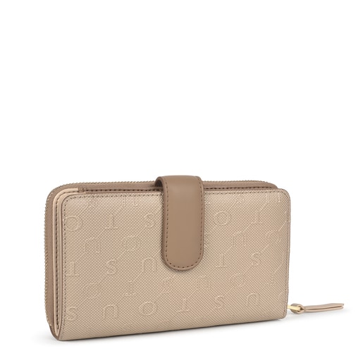 ארנק כפול Script Day בינוני בצבע חום-אפרפר