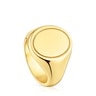 Bague chevalière en argent plaqué or 18 ct 16 mm TOUS Basics