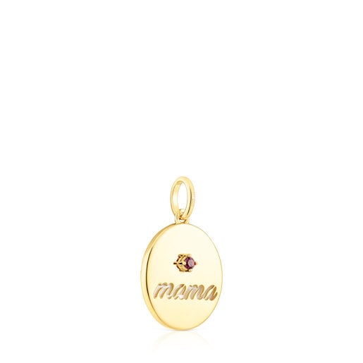 Colgante medalla reversible Mama con ba o de oro 18 kt sobre plata n car y rodolita TOUS Mama