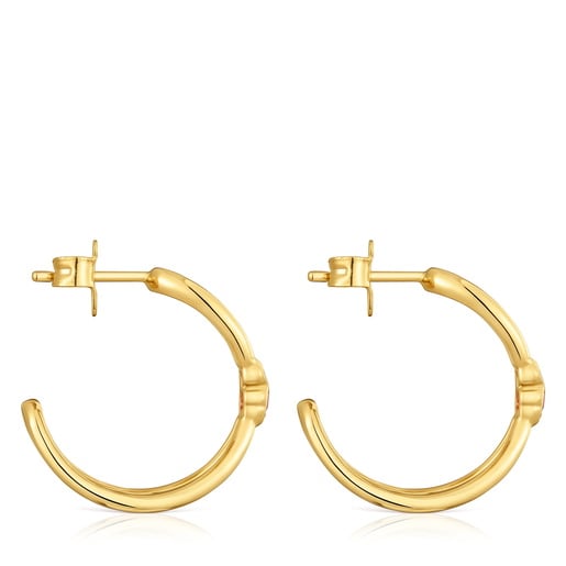 18ktゴールドコーティング・シルバーに、ラボグロウン・ルビーを合わせたフープピアス Icon Color LGG