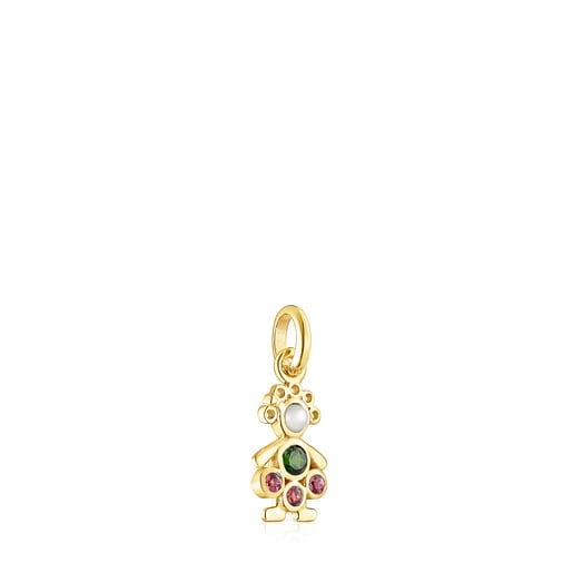 Silver Vermeil TOUS Mama girl curls Pendant with Gemstones
