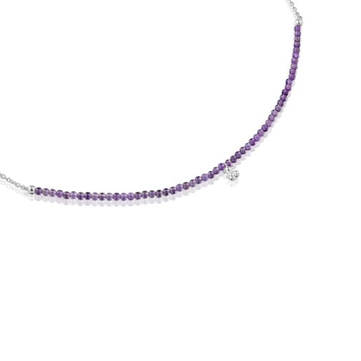 Silver and amethyst Necklace Bold Bear