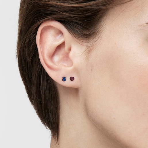 Pack de piercings de oreja de acero IP morado y azul Bickie