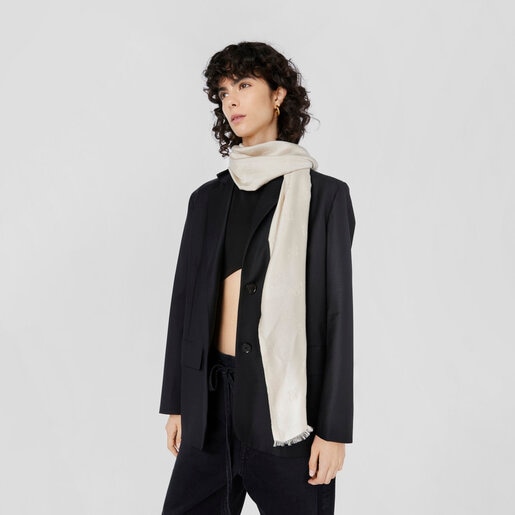 وشاح Square Logo من TOUS من الجاكار باللون البيج