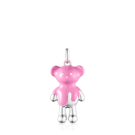 Colgante Teddy Bear de plata y esmalte rosa - Exclusivo online