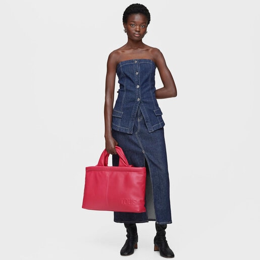 Τσάντα shopper TOUS Dolsa από δέρμα σε φούξια χρώμα