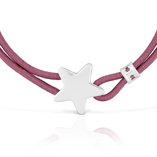 Pulsera elástica burdeos con estrella de plata Sweet Dolls