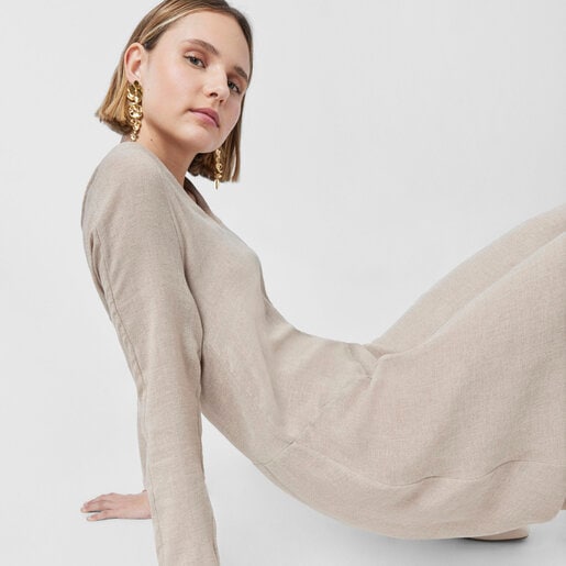 Aros largos Fragile Nature con baño de oro 18 kt sobre plata