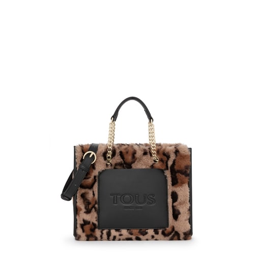 Sac shopping Amaya Wild moyen beige et noir