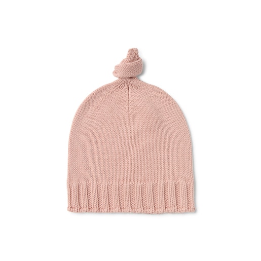 Baby hat with knot in Tricot pink