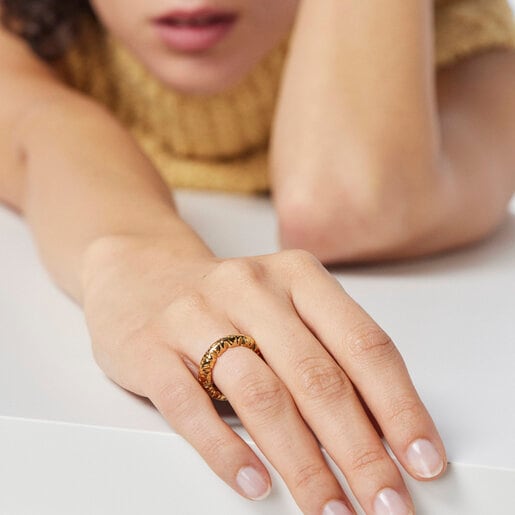 リング  Straight  くま  6mm　イエローゴールドコーティング　　