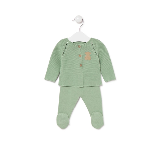 Knitted baby outfit in Tricot mist