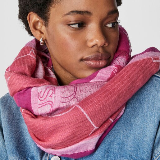 Fuchsia Script Soft Jacquard Foulard