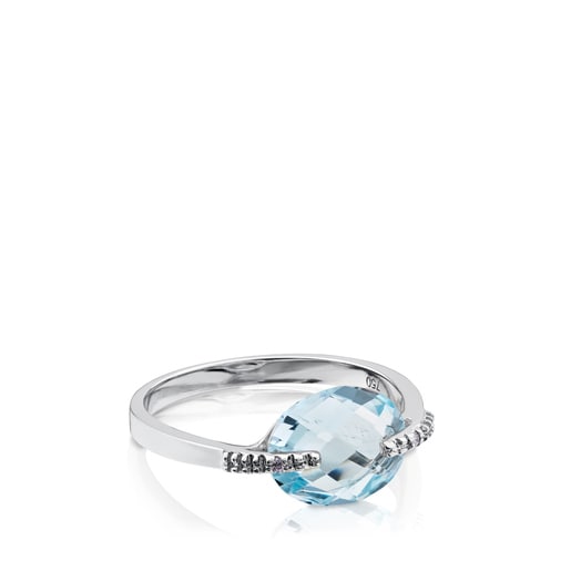 White Gold TOUS Color Kings Ring with diamonds and topaz