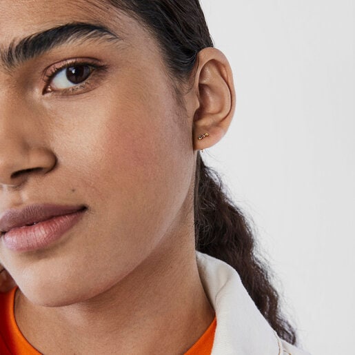 Золотые серьги Straight Color с драгоценными камнями