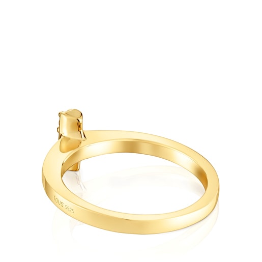 Mały pierścionek TOUS Basic Colors ze srebra, pokryty 18-karatowym złotem, z kamieniami szlachetnymi