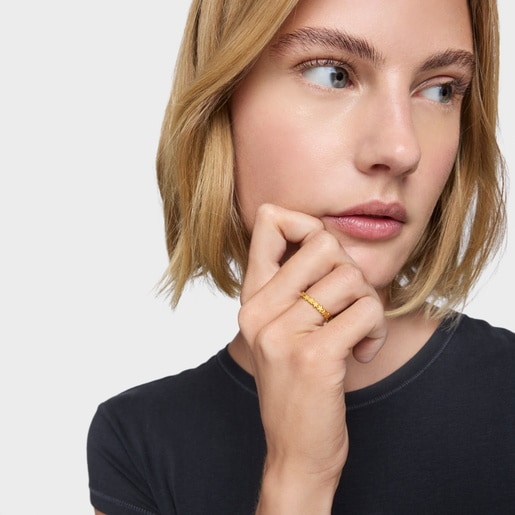 خاتم على شكل زهرة من الفضة المطلية بالذهب عيار 18 قيراطًا من تشكيلة TOUS Motifs