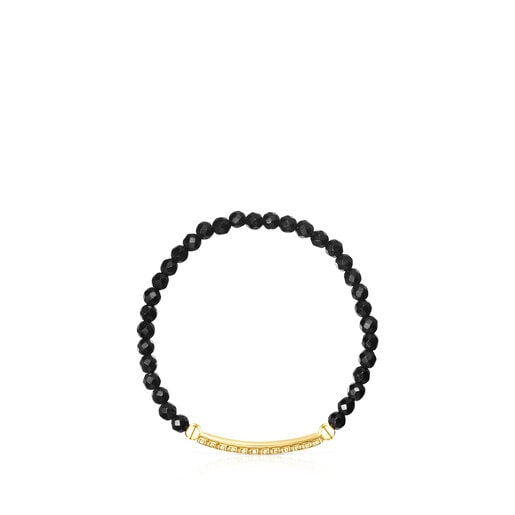 Pulsera Straight con baño de oro 18 kt sobre plata y ónix