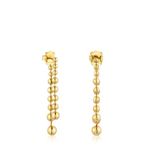 Long double Earrings with 18kt gold plating over silver Gloss