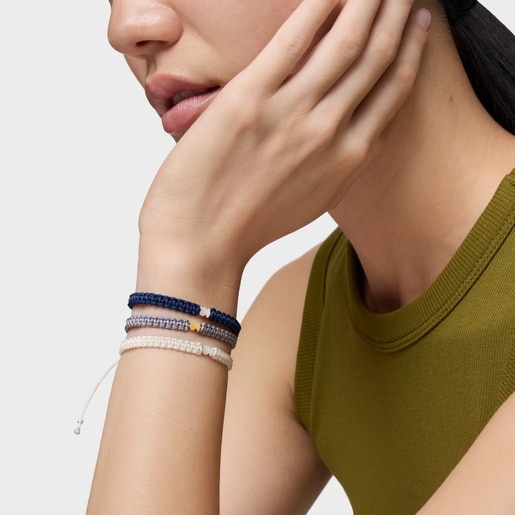 Pulsera oso de plata y nylon verde TOUS Motivos