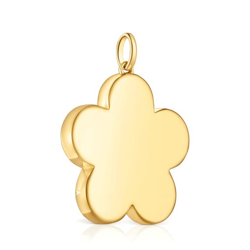 Medium 27mm 18kt gold plating over silver flower Pendant Sweet Dolls