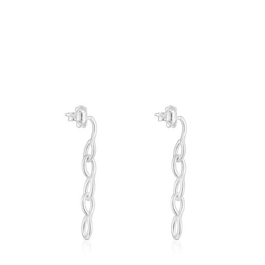 Pendientes largos de plata Bent