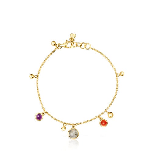 Pulsera con baño de oro 18 kt sobre plata, motivos y gemas Plump