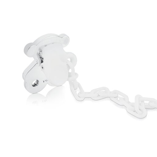 Silver Sweet Dolls Pacifier clip with small bear | TOUS