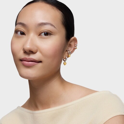 Earcuff doble aro bicolor motivo corazón TOUS Flechazo