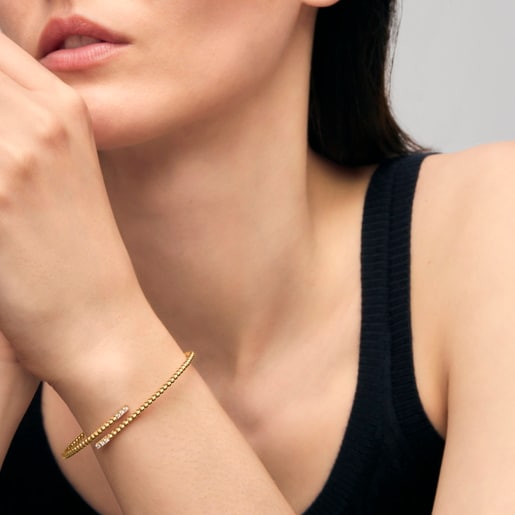 Otwarta bransoletka ze złota z diamentami TOUS ATELIER