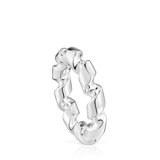Twisted large silver spiral Ring