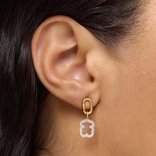 14kt gold bear Pendant with diamonds Medallions