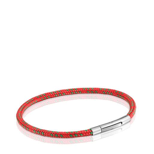 Pulsera con cordón rojo y acero TOUS Basics