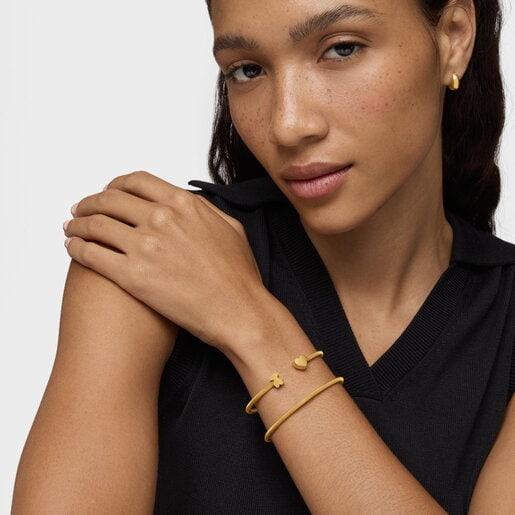 Double Bangle with 18kt gold plating over silver Icon Mesh