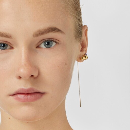 Long silver vermeil Plump Ball 1/2 earring